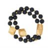 Bracciale Donna Ilardo Gioielli Con Pepite In Legno E Pietra Lavica E Foglia D'Oro