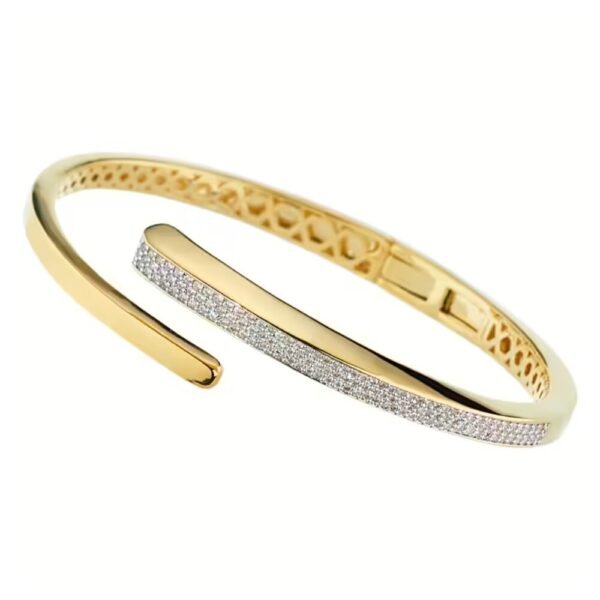 Bracciale Donna Rigido Sovrani In Ottone Dorato E Zirconi Bianchi