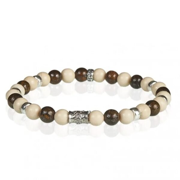 Bracciale Elastico Uomo Gerba Alvin Con Argento 925 Con Agata E Onice 3 - Verre Gioielli Bracciale Elastico Uomo Gerba Alvin Con Argento 925 Con Agata E Onice