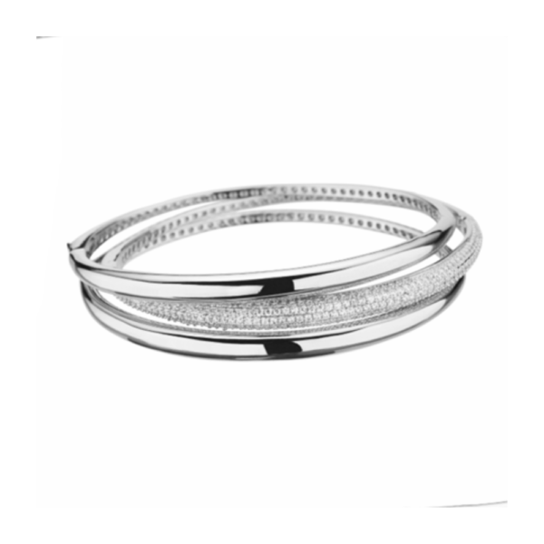 Bracciale Triplo Donna Rigido Sovrani In Ottone Rodiato E Zirconi Bianchi