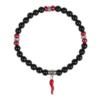 Bracciale Uomo Elastico Gerba Horn Con Onice Nera E Cornetto Rosso In Argento 925