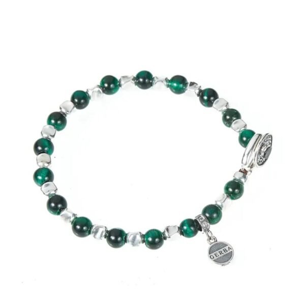Bracciale Uomo Gerba Silver Sun Con Agata Verde E Elementi In Argento 925