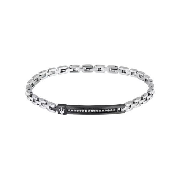 Bracciale Uomo Maserati In Acciaio Bicolore E Cristalli Bianchi