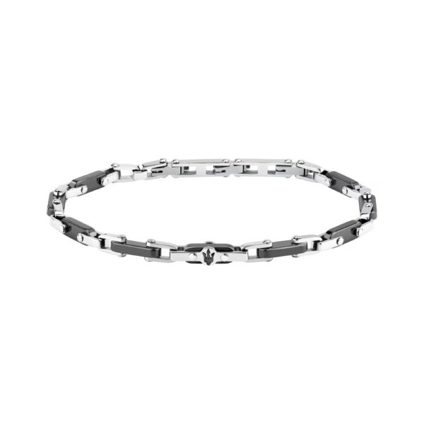 Bracciale Uomo Maserati In Acciaio Silver E Ceramica Nera 3 - Verre Gioielli Bracciale Uomo Maserati In Acciaio Silver E Ceramica Nera