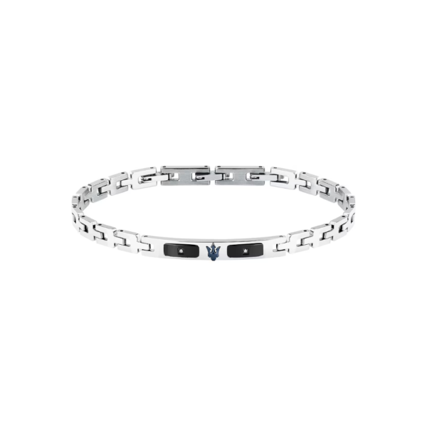 Bracciale Uomo Maserati In Acciaio Silver E Nero Con Diamanti