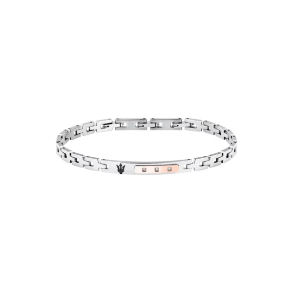 Bracciale Uomo Maserati In Acciaio Silver E Rosato Con Diamanti