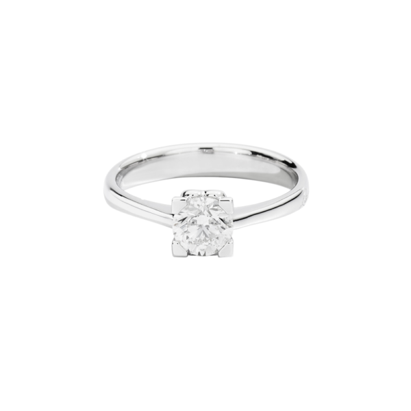 Anello Donna Solitario Recarlo Anniversary Square n Oro Bianco 18 Kt E Diamanti 0.175 Ct