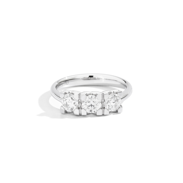 Anello Donna Trilogy Recarlo Anniversary Square In Oro Bianco 18 Kt E Diamanti 0.25 Ct