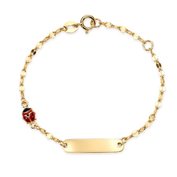 Bracciale Baby Igold In Oro Giallo 9 Kt E Targhetta Con Coccinella
