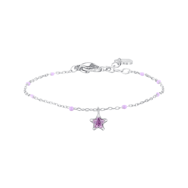 Bracciale Bambina Luca Barra In Acciaio Con Stella E Zircone Rosa 3 - Verre Gioielli Bracciale Bambina Luca Barra In Acciaio Con Stella E Zircone Rosa