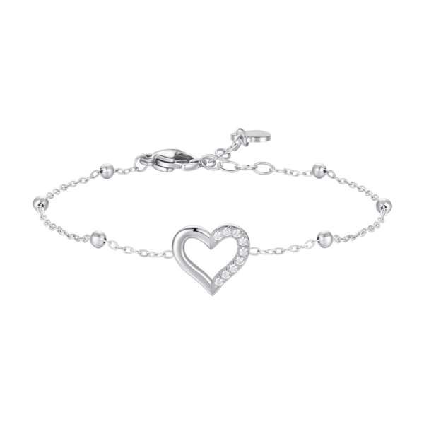 Bracciale Donna Luca Barra In Acciaio Con Cuore E Zirconi Bianchi 3 - Verre Gioielli Bracciale Donna Luca Barra In Acciaio Con Cuore E Zirconi Bianchi