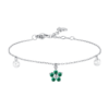 Bracciale Donna Luca Barra In Acciaio Silver Con Fiore E Cristalli Verdi E Bianchi