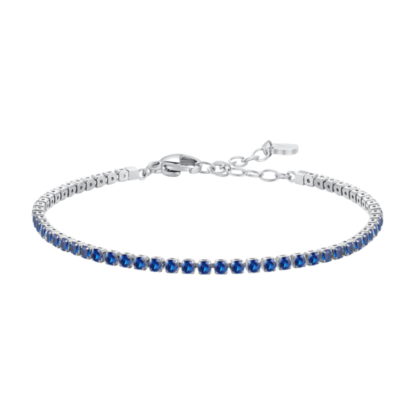Bracciale Donna Tennis Luca Barra In Acciaio Silver E Zirconi Blu
