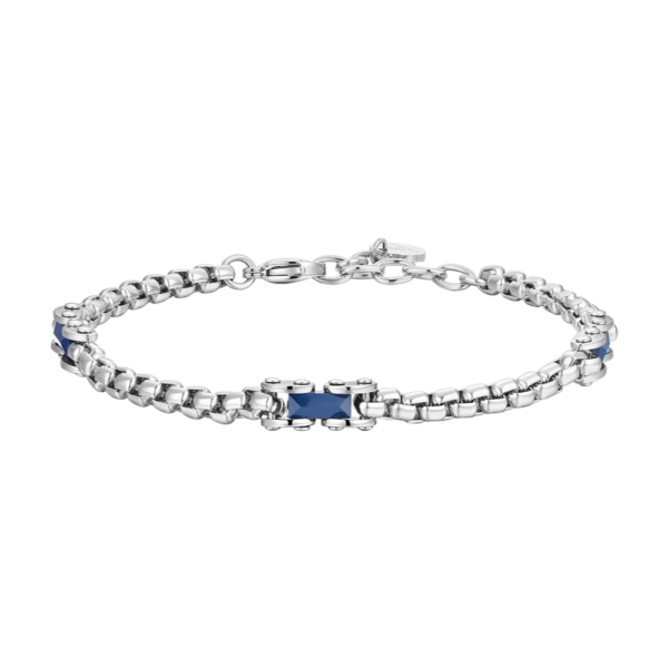 Bracciale Uomo Luca Barra In Acciaio E Ceramica Blu