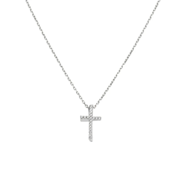 Collana Donna Amen Con Croce In Argento 925 Con Zirconi Bianchi