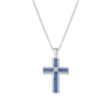 Collana Donna Amen Con Croce In Argento 925 Con Zirconi Blu E Bianchi