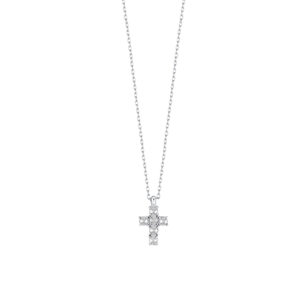 Collana Uomo Luca Barra In Acciaio Con Croce E Zirconi Bianchi 3 - Verre Gioielli Collana Uomo Luca Barra In Acciaio Con Croce E Zirconi Bianchi