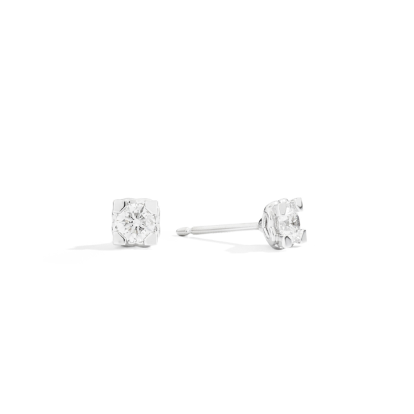 Orecchini Donna Recarlo Anniversary Square Punto Luce In Oro Bianco 18 kt E Diamanti 0.16 Ct