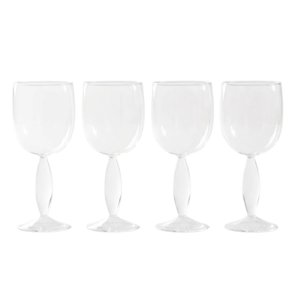 Set 4 Calici Vino Rosso Zafferano Dorico In Vetro Trasparente