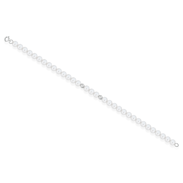 Bracciale Perle Donna Kioto Con Sfere Rigate In Oro Bianco 9 Kt