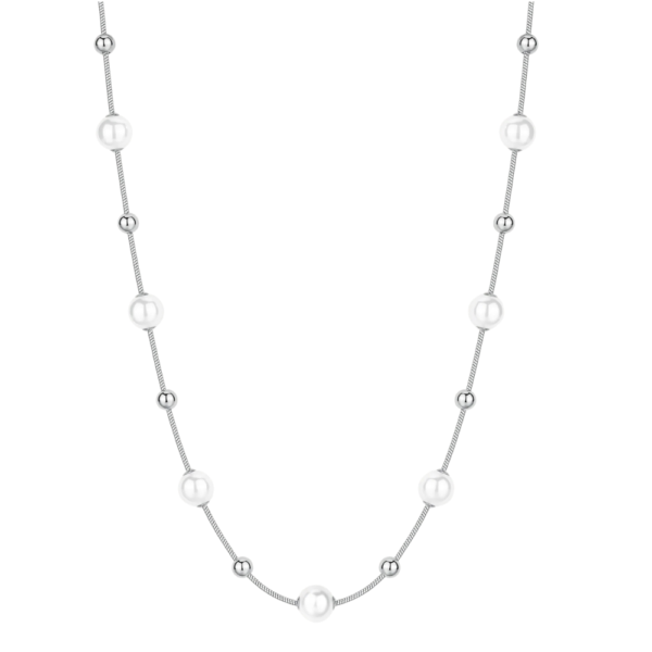 Collana Donna Brosway In Acciaio Con Sfere E Perle Di Conchiglia
