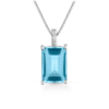 Collana Donna Kioto In Oro Bianco 9 Kt Con Diamanti 0.012 Ct E Topazio Azzurro