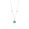 Collana Donna Luca Barra In Acciaio Con Fiore E Cristalli Verdi