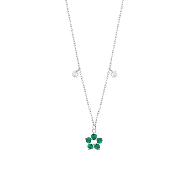 Collana Donna Luca Barra In Acciaio Con Fiore E Cristalli Verdi 3 - Verre Gioielli Collana Donna Luca Barra In Acciaio Con Fiore E Cristalli Verdi