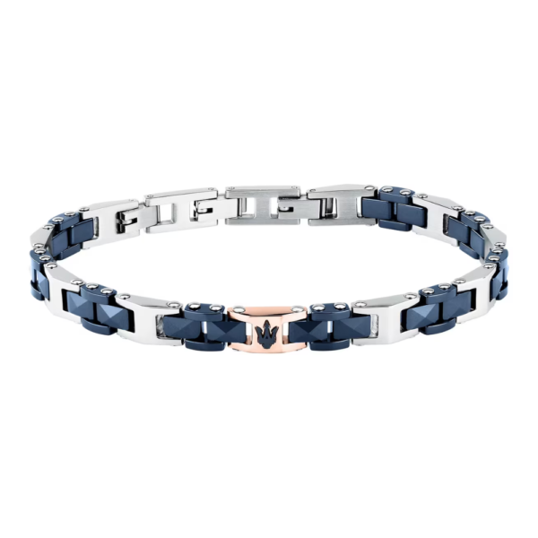 Bracciale Uomo Maserati In Acciaio Bicolore E Ceramica Blu