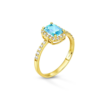 Anello Donna Kate Igold In Oro Giallo 9 Kt Con Zircone Acqumarina E Bianchi