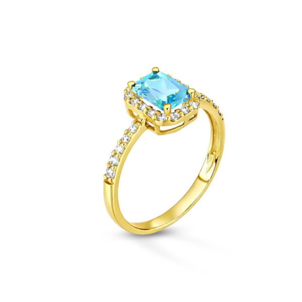 Anello Donna Kate Igold In Oro Giallo 9 Kt Con Zircone Acqumarina E Bianchi