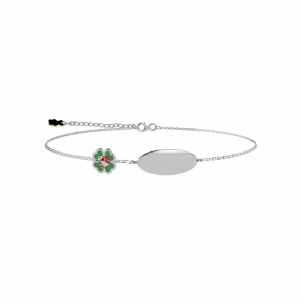Bracciale Baby Portafortuna Nanan In Argento 925 Con Quadrifoglio E Coccinella