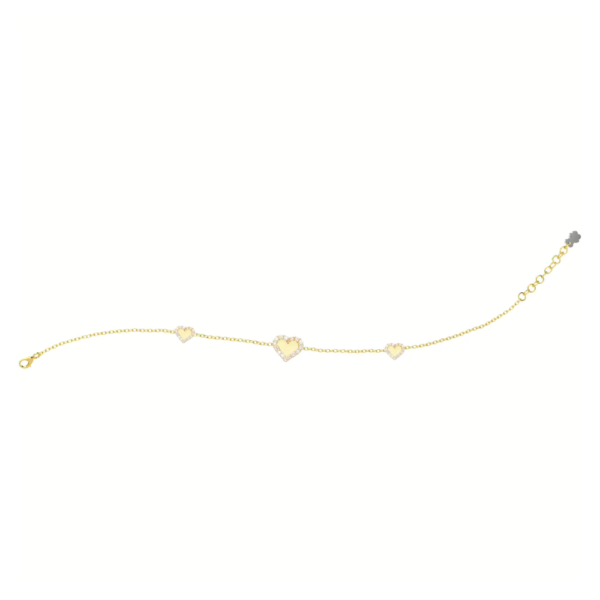 Bracciale Bambina Nanan In Argento Dorato Con Cuori Gialli E Zirconi Bianchi