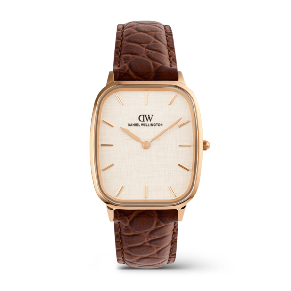 Orologio Uomo Daniel Wellington Marlon Brown Croc In Acciaio Rosato E Pelle Marrone