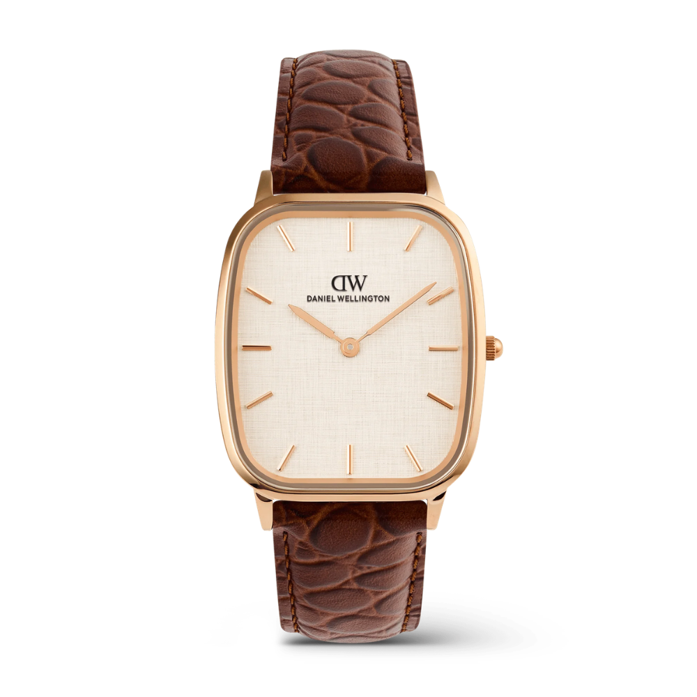Orologio Uomo Daniel Wellington Marlon Brown Croc In Acciaio Rosato E Pelle Marrone