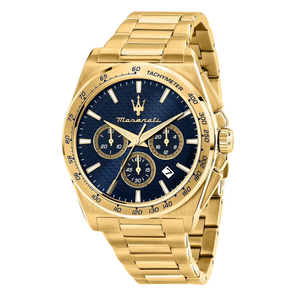 Orologio Uomo Maserati Velocità Cronografo In Acciaio Dorato