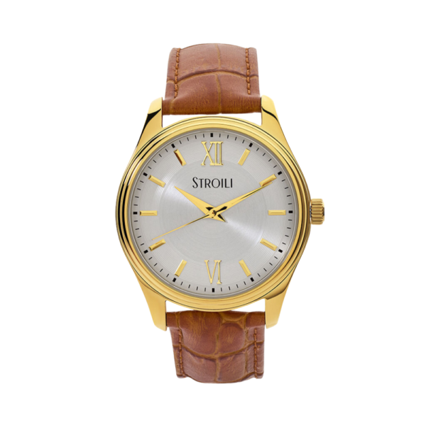 Orologio Uomo Stroili Nizza In Acciaio Dorato E Pelle Marrone