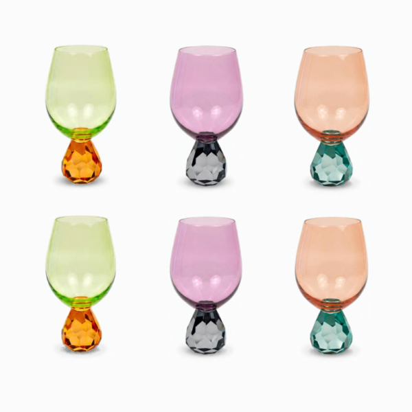 Set 6 Bicchieri Bibita Wd Lifestyle In Vetro Soffiato Multicolor