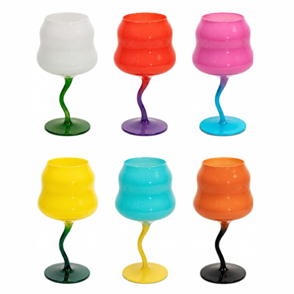 Set 6 Bicchieri Cocktail Wd Lifestyle In Vetro Soffiato Multicolore